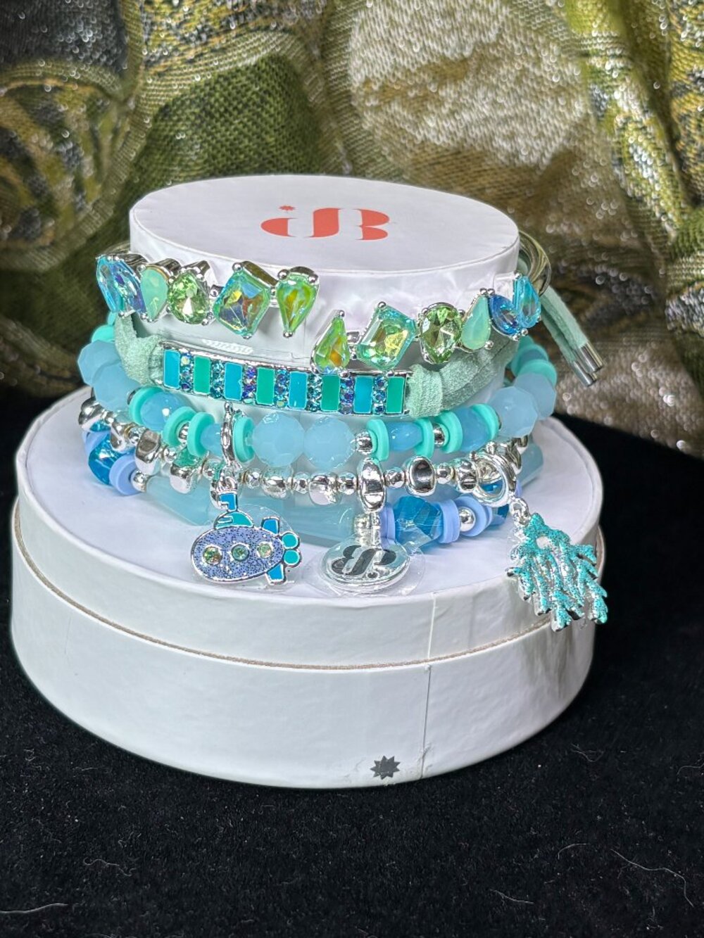 Bomb Party "Just Keep Swimming" Summer Stacks 5 Bracelet Stack Set with Submarin